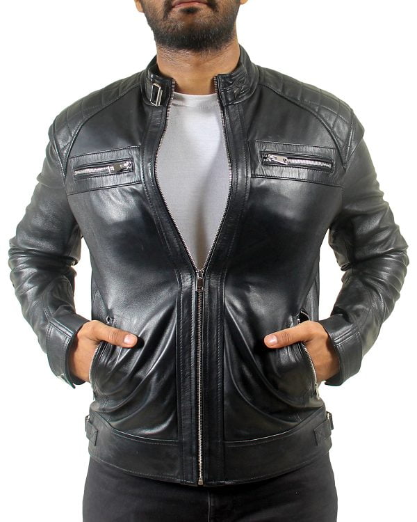 Mens Classic Black Leather Jacket