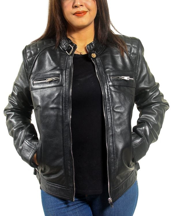 Women Classic Black Leather Jacket